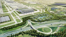 Pictured: An artist's impression of the expanded airport from above